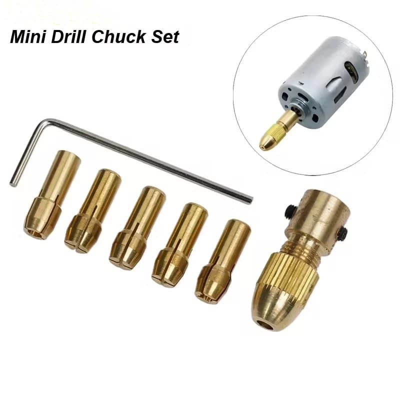 Mini set di pinze per mandrino per trapano per albero motore elettrico adatto per trapano micro elicoidale cartuccia in ottone adattatore per dado di serraggio per punta per utensile rotante