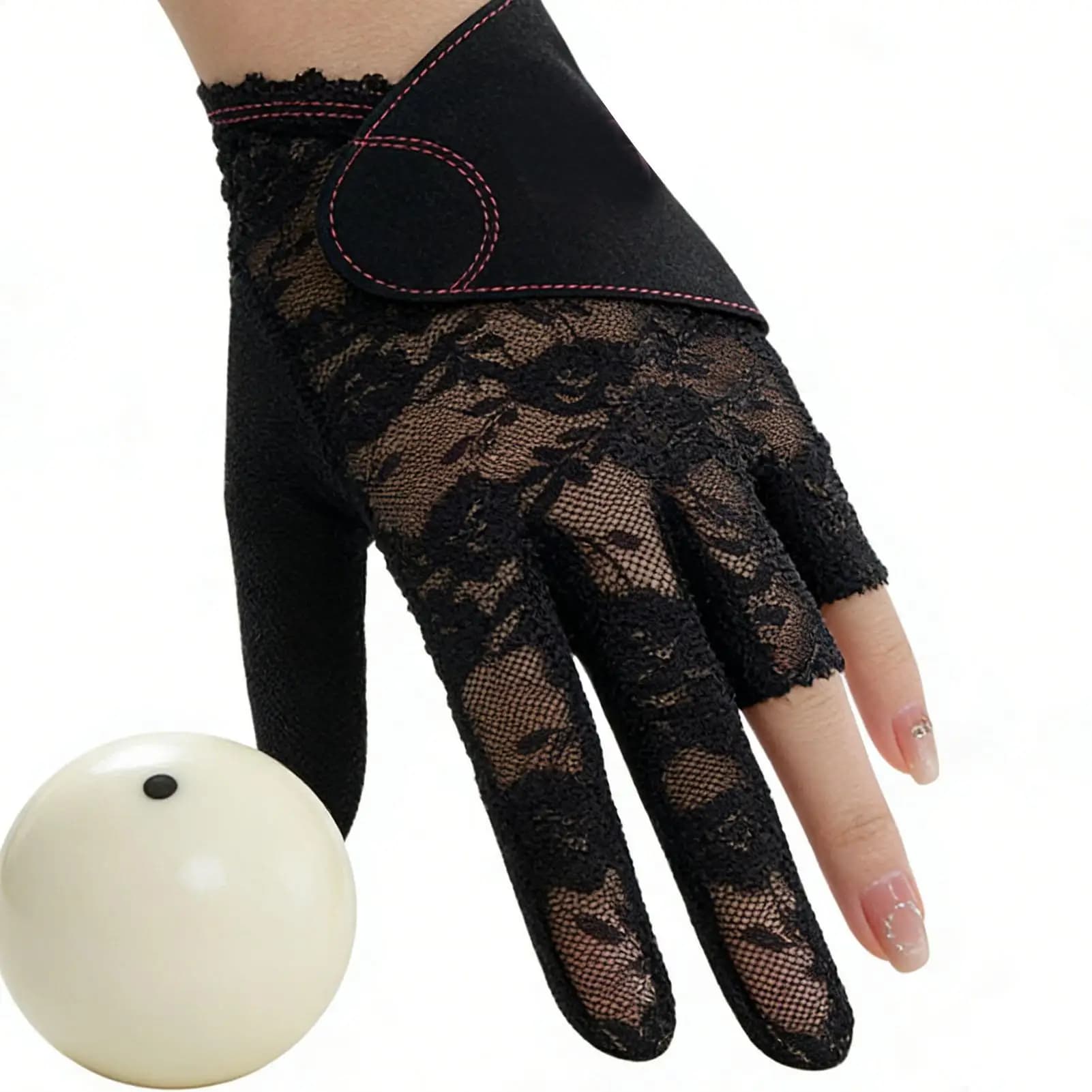 Ladies' Pool Glove for Left Hand with Laces, For Tournament, Outdoor Training, Competition, Gym, Bar, Playroom