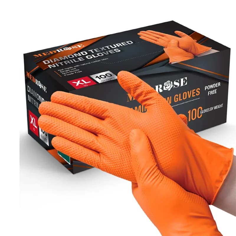 Guanti da lavoro in nitrile Guanti antiscivolo monouso ispessiti da 8 mil con texture diamantata adatti per la manutenzione e la pulizia delle costruzioni