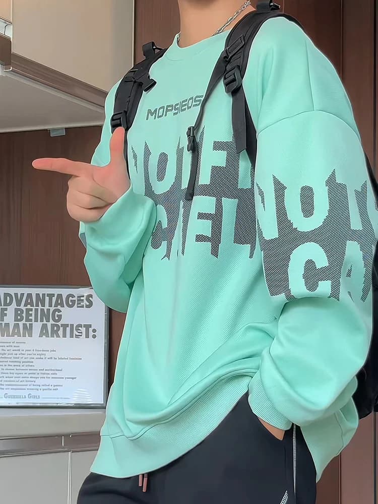 Mint een Fake Two-Piece Hoodie Men's Spring Autumn Long Sve round Ne Base Layer irt American High Street Sle Top