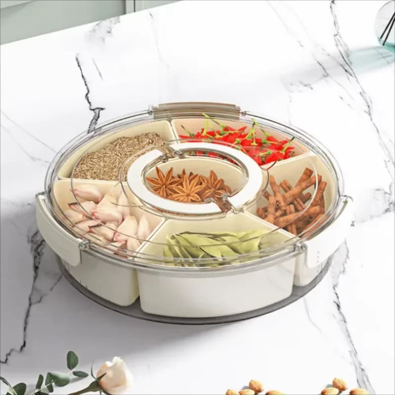 Scatola per snack con sigillo ondulato Scatola portatile per la casa Soggiorno Vassoio per frutta secca sigillato Tavolino per Capodanno Snack Dolcetti Scatola per caramelle