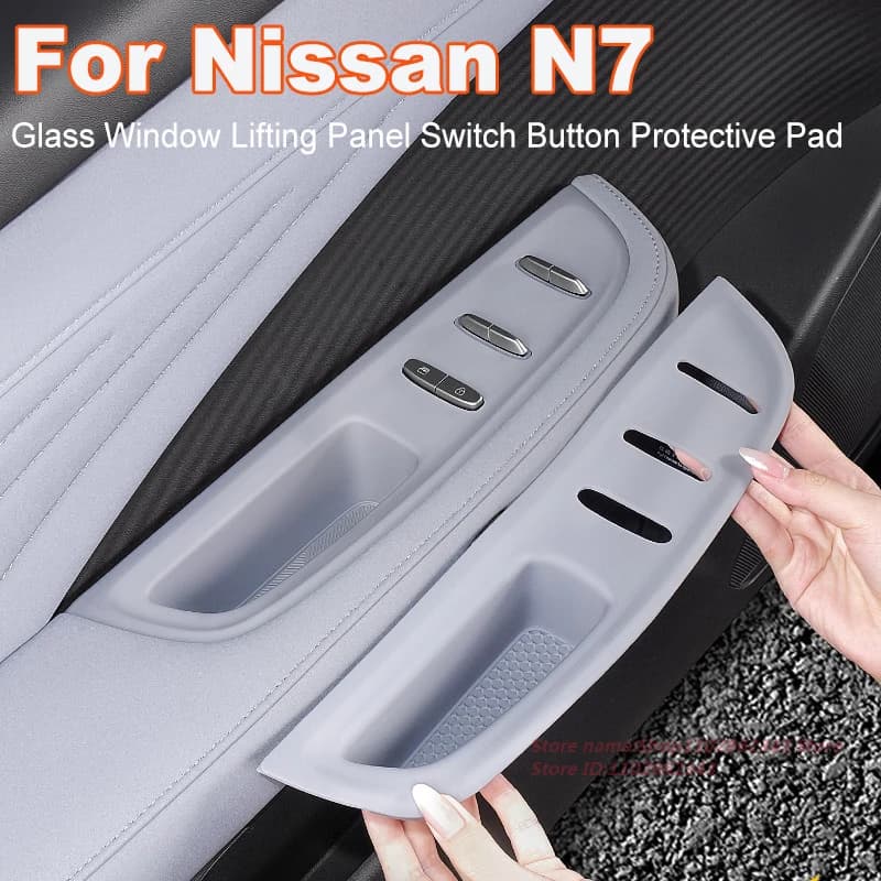 Per Nissan N7 Maniglia per porta Tappetino in silicone Tappetino protettivo Pannello di sollevamento per finestra in vetro Pulsante interruttore Accessorio interno per auto