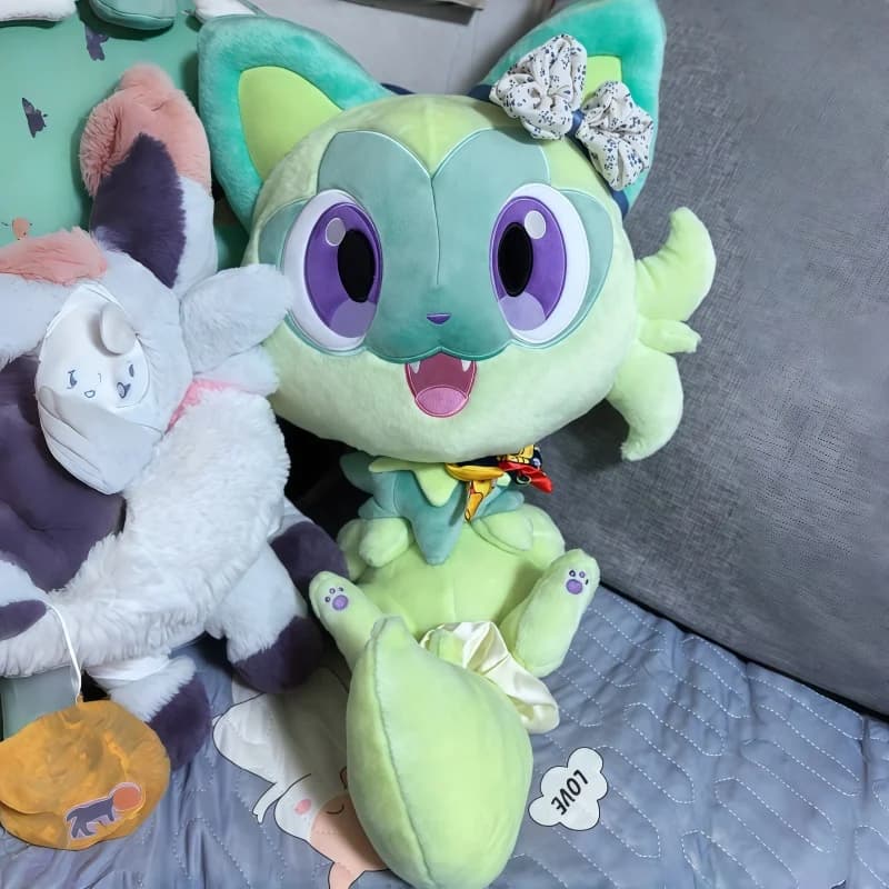 Nuovissimo Peluche Pkm Sprigatito, Cuscino, Animale Imbottito, Giocattolo Anime, Figura da Collezione, Lavorazione Squisita, Regalo di Compleanno