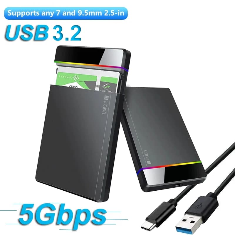 Custodia per disco rigido esterno USB 3.2 Custodia per disco rigido esterno SATA HDD SSD da 2,5 pollici Scatola per disco rigido esterno ad alta velocità da 5 Gbps per PC portatile