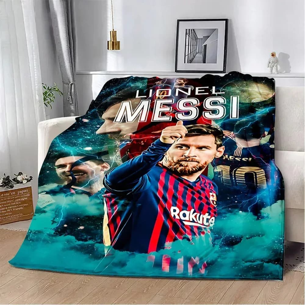 Coperta con stampa Football Star, morbida e calda, perfetta per la casa, i viaggi, i picnic, i compleanni
