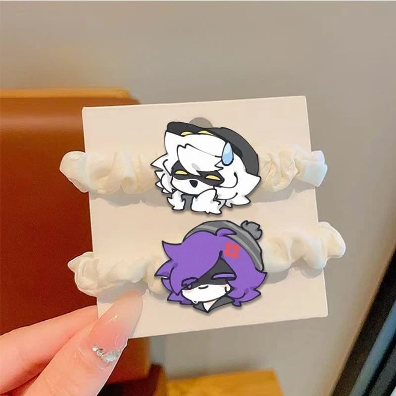 2PCS Murder Drones Cartoon Couple Hair Ties Elastic Bands Sweet Student Hair Accessories Portable Daily Hairstyle Decor Gift