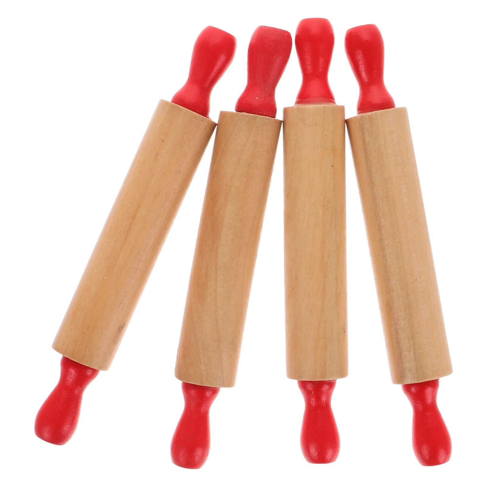 Set di 4 Piccoli Rulli in Legno per Bambini, per Impastare e Modellare, Gioco di Ruolo in Cucina, Rullo Antiaderente per Bambini