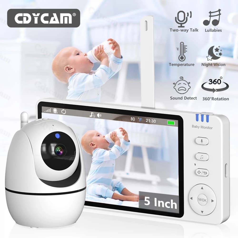 Baby monitor da 5,0 pollici con telecamera VOX Video wireless Nanny 720P HD Sicurezza Visione notturna Temperatura Movimento remoto Audio bidirezionale