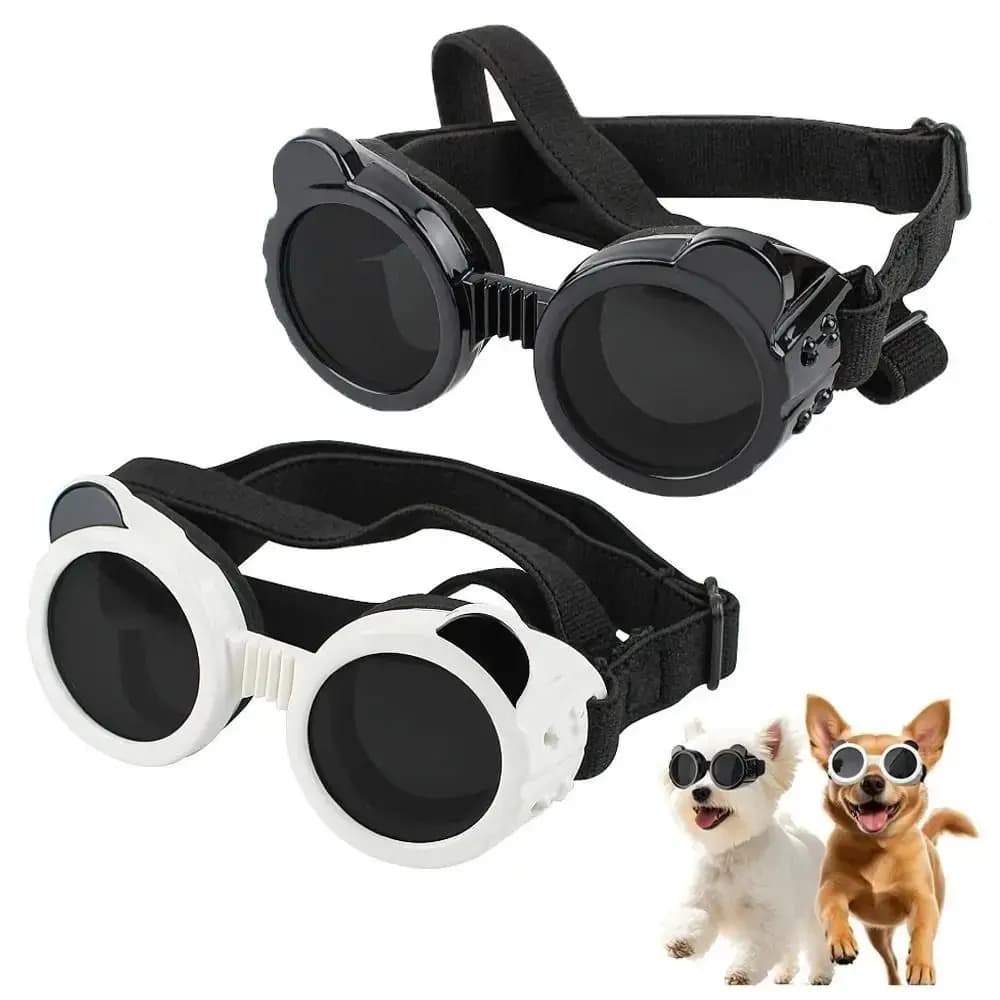 Occhiali Protettivi Anti-UV per Cani e Gatti, Occhiali da Sole Rotondi Regolabili con Cordino Antivento per Animali Domestici, Ideali per Esterni