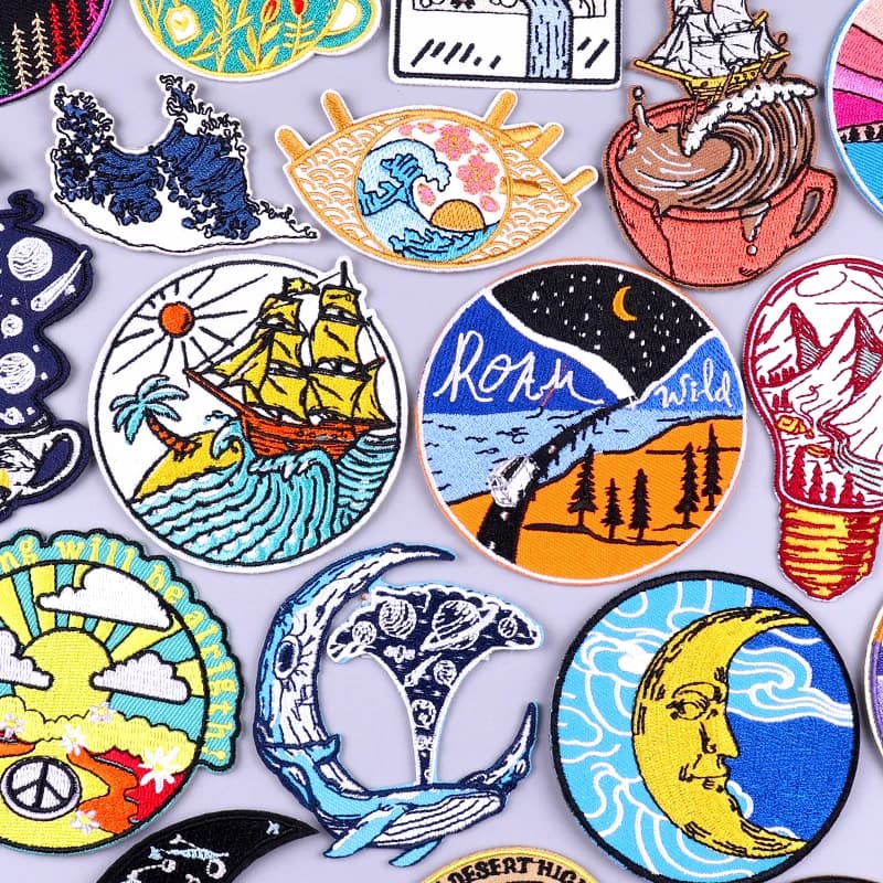 Outdoor Travel Embroidery Patches For Clothing Iron On Patches DIY Nature Adventure Fusible Patch On Clothes Jacket Hiking Badge