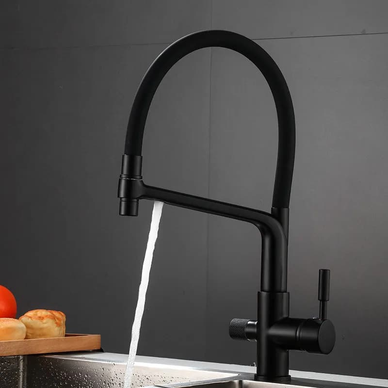 Rubinetto per acqua filtrata potabile da cucina Rotazione a 360 gradi Ugello spruzzatore a flusso Rubinetto per lavello da cucina Rubinetto per purificazione a doppia maniglia