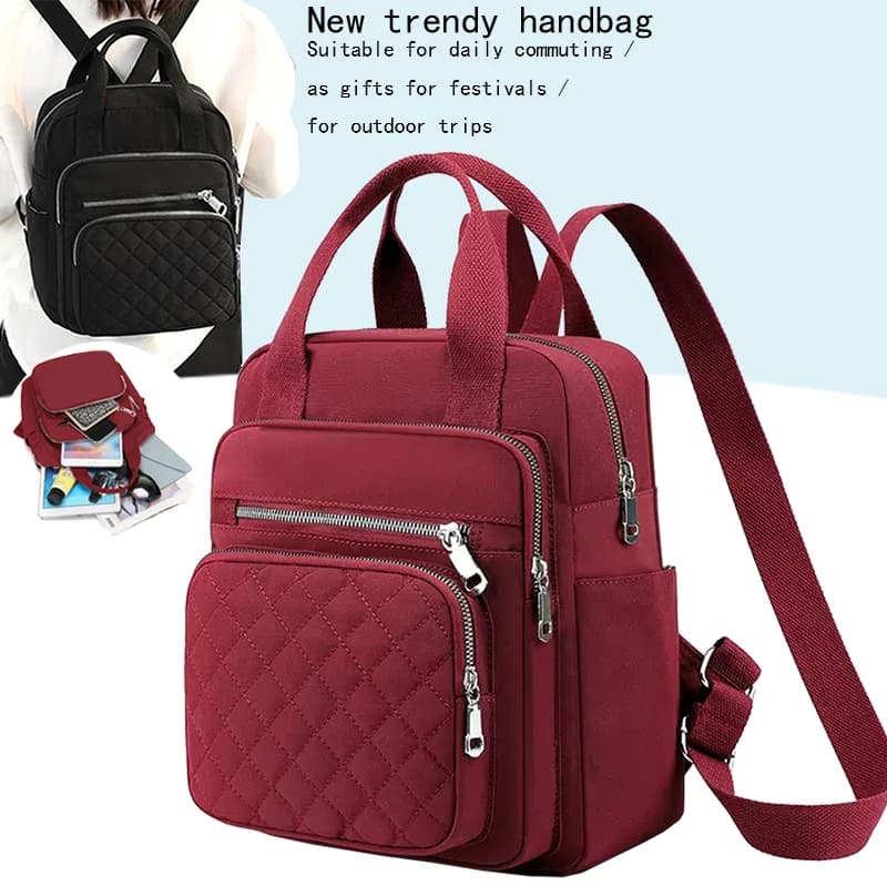 Daily Minimalist Waterproof Backpack Smooth Metal Zippers, All-match Ladies Rucksack for Leisure Short Outdoor Trips