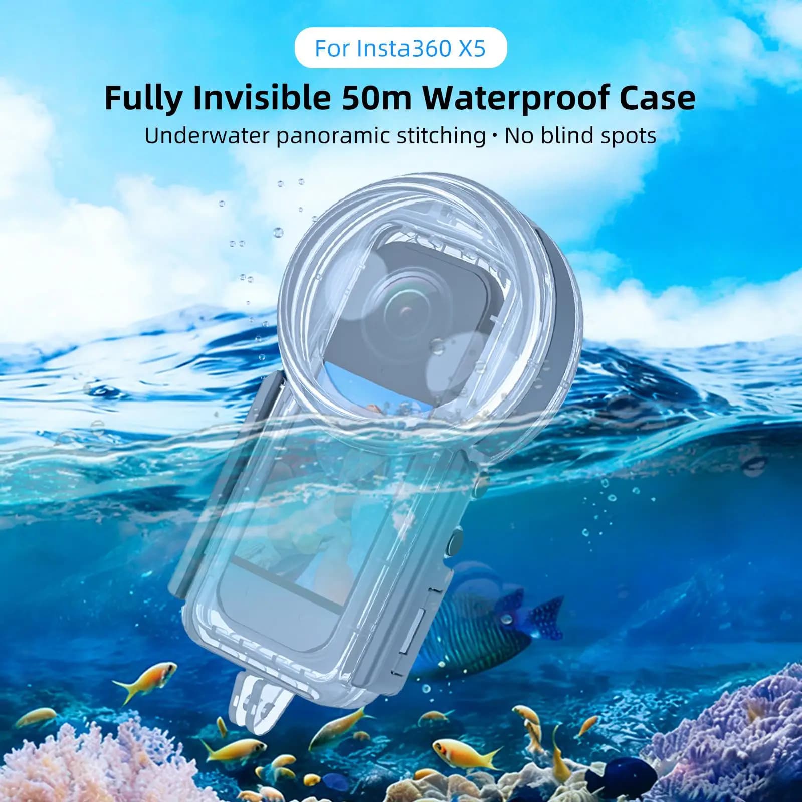 PULUZ For Insta360 X5 Quick Release 60m Underwater Waterproof Sealed Diving Case for Insta360 X5 Sport Action Camera Accessories