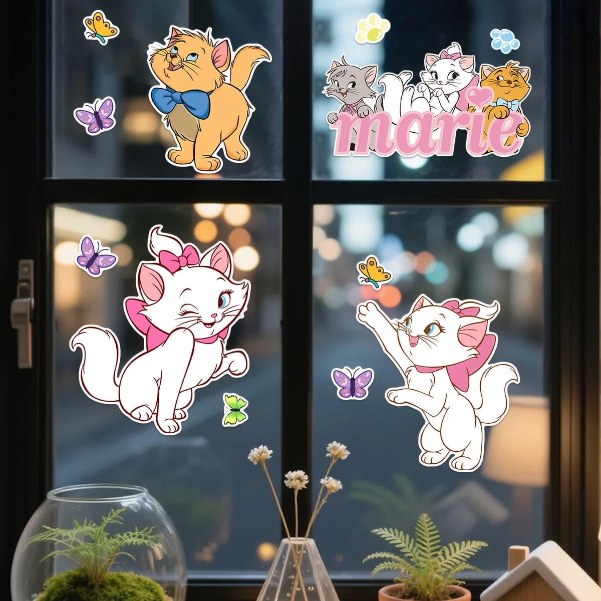 1 adesivo da parete Disney Marie Cat, adatto per uso interno, finestre, portici e decorazioni a specchio