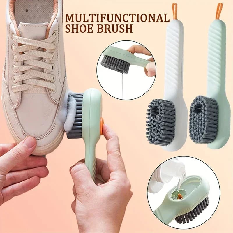 2/1PC spazzola per la pulizia delle scarpe liquida a setole morbide manico lungo spazzola per vestiti strumento per la pulizia del bordo dell'abbigliamento delle scarpe