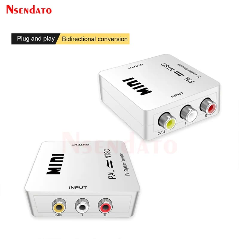 Mini Convertitore Video TV Bidirezionale PAL NTSC RCA, Adattatore Commutatore da PAL a NTSC e da NTSC a PAL per PS3 Xbox DVD