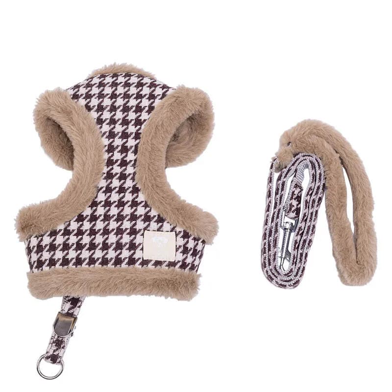 Gilet e guinzaglio per cani in pile invernale Set imbracatura e guinzaglio regolabili per animali domestici per cani di piccola taglia Gilet caldo per animali domestici