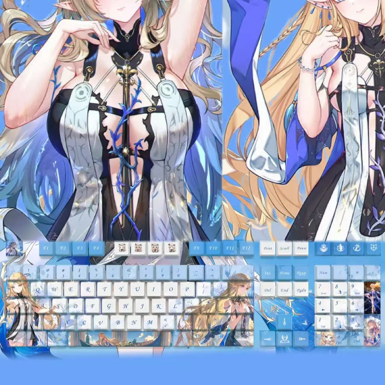 128 tasti Cartethyia Keycaps Wuthering Waves Gioco di animazione Copritasti personalizzati Tappo per tastiera meccanica a sublimazione su cinque lati