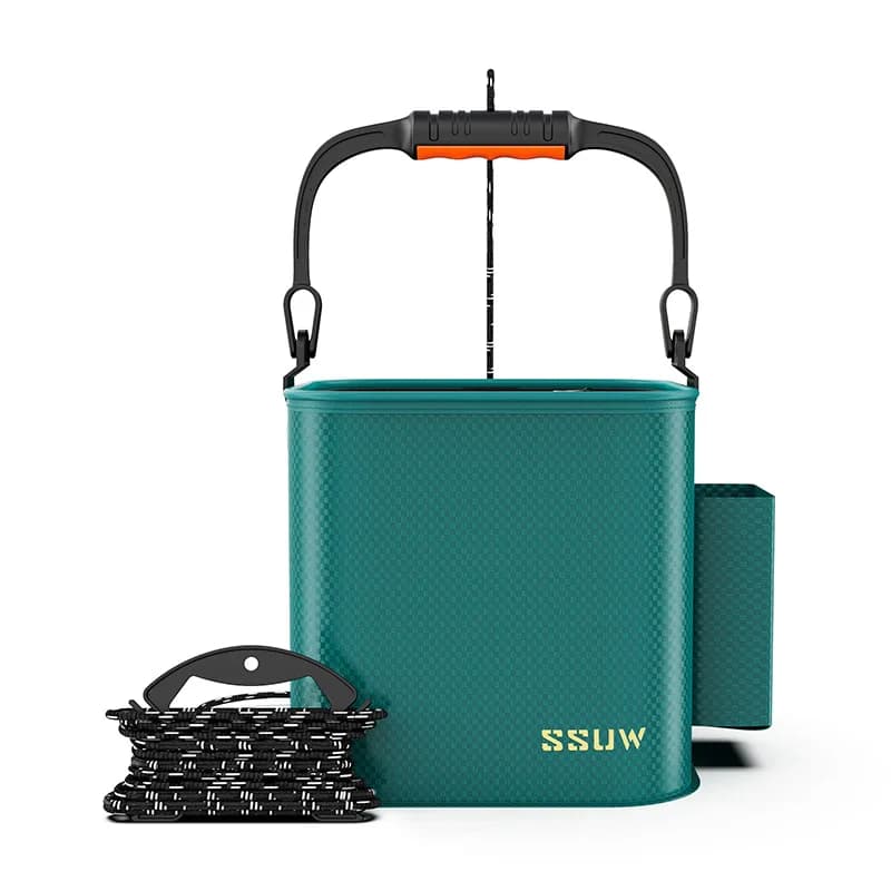 EVA Scatole per pesci vivi Secchio da pesca Scatola di immagazzinaggio dell'acqua pieghevole portatile Barile da pesca da campeggio multifunzionale con corda e rete