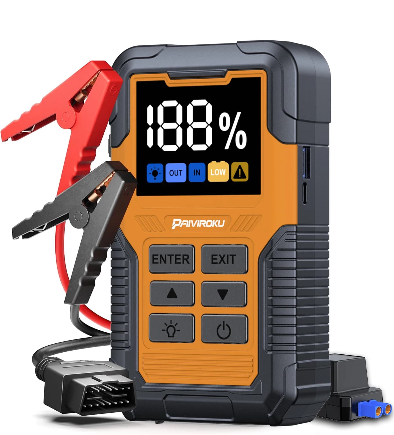 PAIVIROKU Emergency Starter for Auto with OBD Scanner2, Booster Battery 5000A, Motor Warning Light Code Reader, Diagnostic Tool