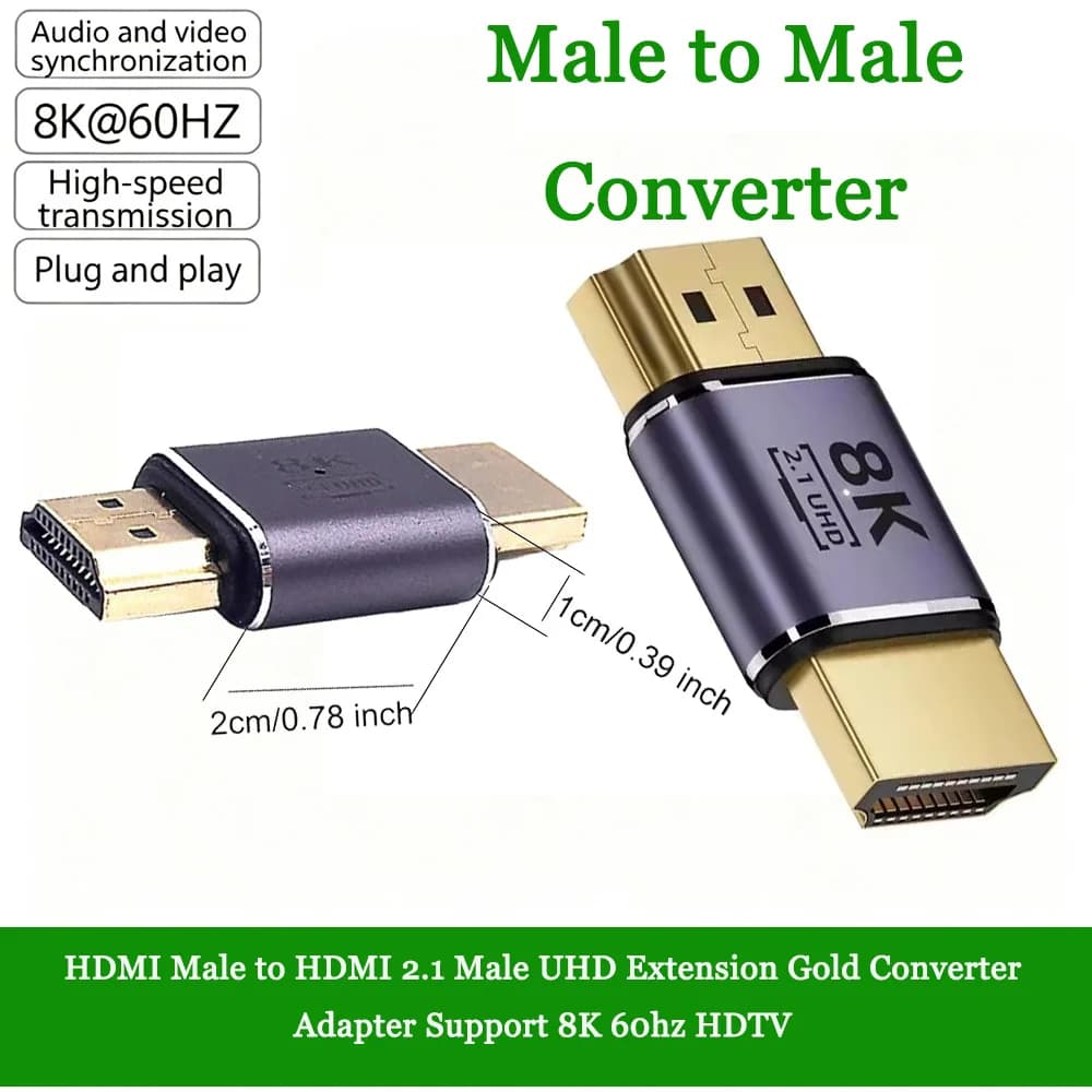 8K Cable HDMI Male to HDMI 2.1 Male UHD Extension Gold Converter Adapter Support 8K 60hz HDTV Support UHD 8K 60hz HDTV HDCP 3D