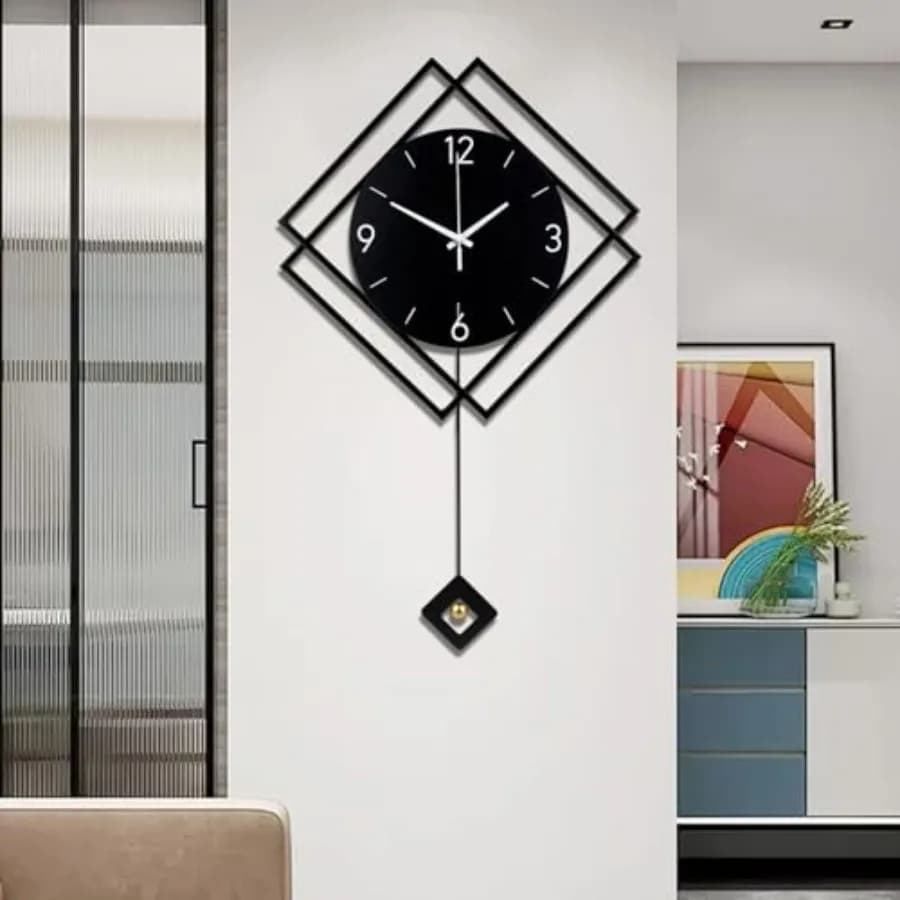 Orologio da Parete con Pendolo, Silenzioso, al Quarzo, a Batteria, Moderno Orologio Grande per Soggiorno, Cucina, Casa, Bagno