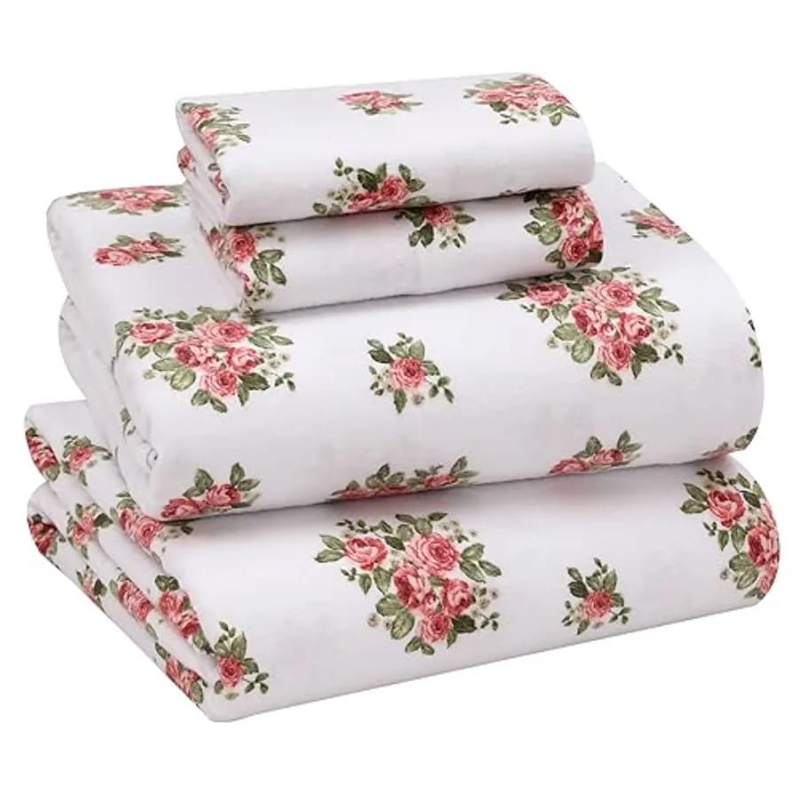 Set of Flannel Sheets - 100% Brushed Double Cotton - Tasche Profonde 16 Pollici - Breathable Sheets for All Seasons