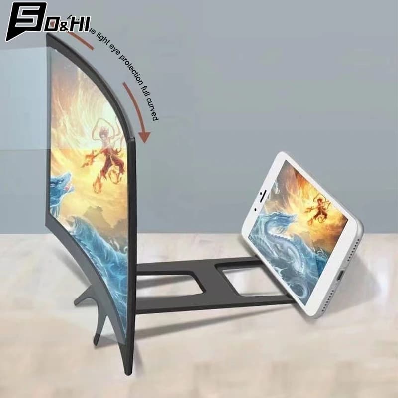 12 Inch Large Screen 3D HD Amplifier Curved Screen Mobile Phone Screen Magnifier Smartphone Video Amplifier Stand Holder