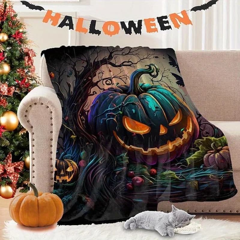 Creative Pumpkin Man poliestere stampato digitale Camera da letto in velluto flanella morbida coperta per divano Coperta morbida per divano in pile