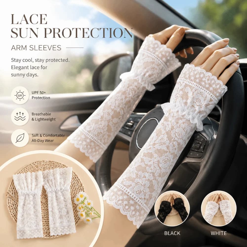 Lace Ruffles Pleated Detachable Cuffs Sunscreen Fingerless Gloves Lace Fake Sleeves Cuff Ruched Wrist Cuffs Spring Autumn