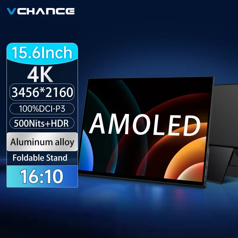 VCHANCE Monitor portatile 4K da 15,6 pollici 3456*2160p 100% DCI-P3 500Nits Display da ufficio per PC portatile Telefono XBox Switch Macbook