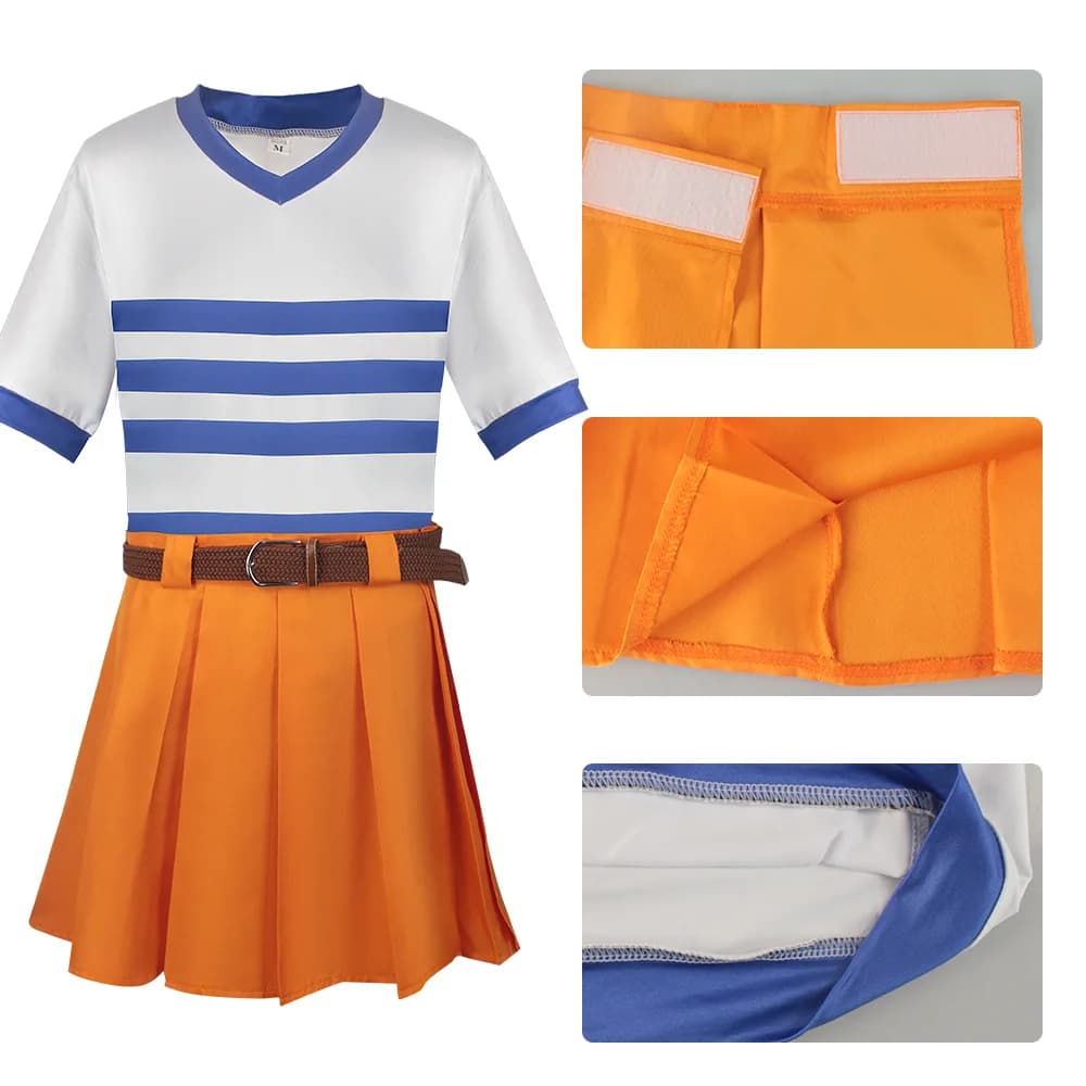 Movies Anime Nami Cosplay Costume Nami Uniform Shirt Skirt Nami Wig Halloween Party Performance Wear Clothing Womens