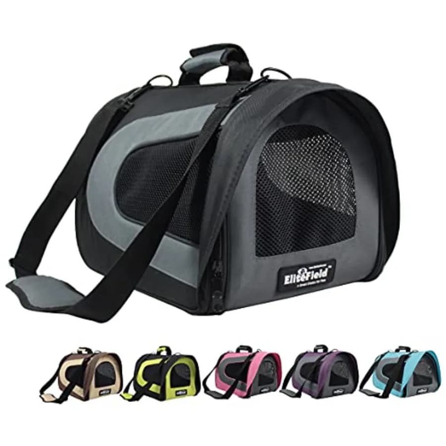 Trasportino Deluxe Morbido per Animali Domestici con 3 Anni di Garanzia, Approvato per il Trasporto Aereo, Disponibile in Diverse Misure e Colori (50,8 cm L x 27,9 cm L x 27,9 cm A Nero+Grigio)