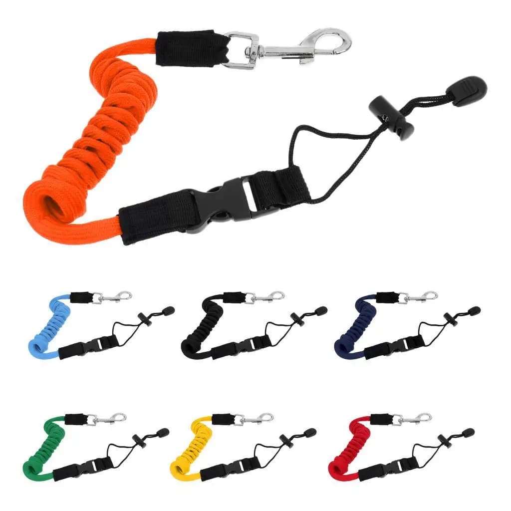 Cordino per canna da pesca Guinzaglio a spirale regolabile Corda elastica sicura Cavo per pagaia per kayak per attrezzature per sport acquatici all'aperto
