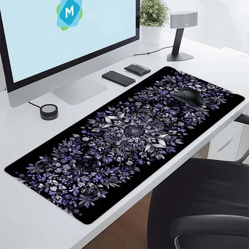 Tappetino per Mouse Vintage con Mandala Floreale Viola, Resistente e Antiscivolo, per Gaming e Ufficio