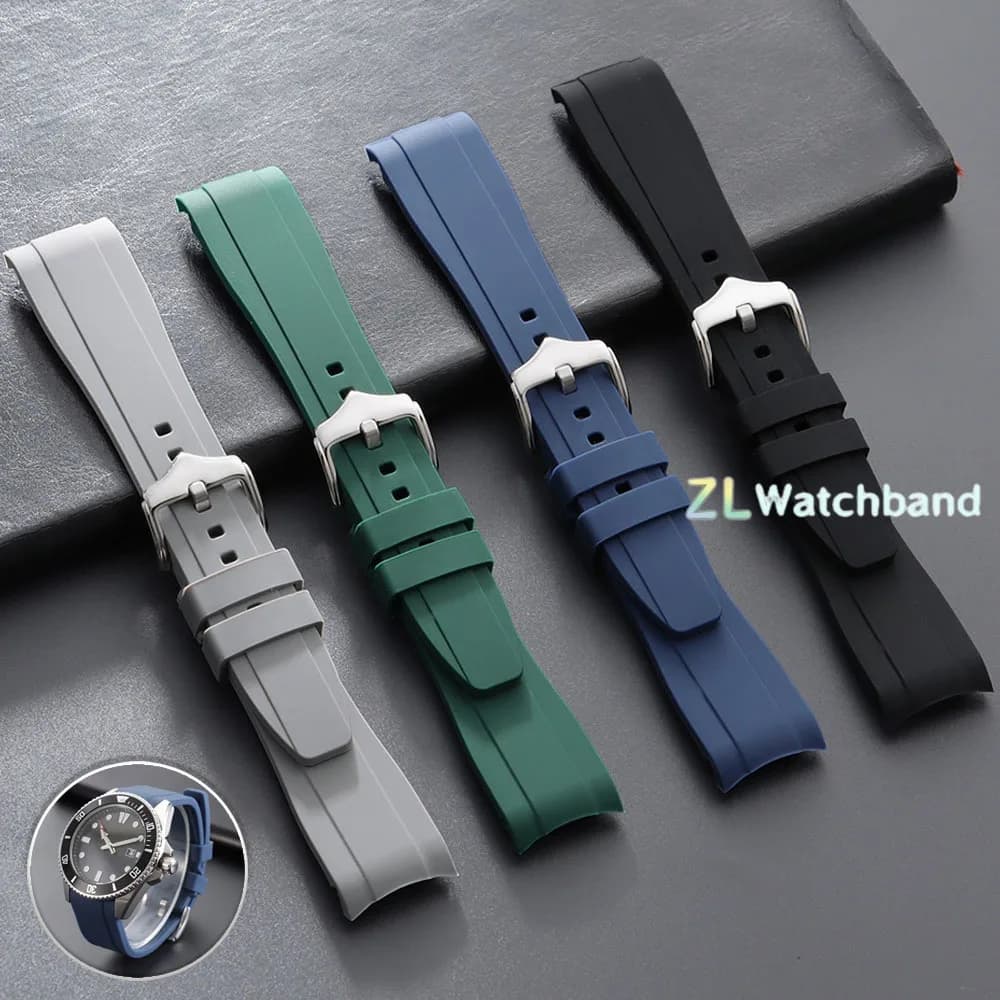 20mm 22mm Rubber Strap for Rolex for Swatch Universal Men Women Curved End Silicone Watch Band for Citizen Sport Waterproof Belt