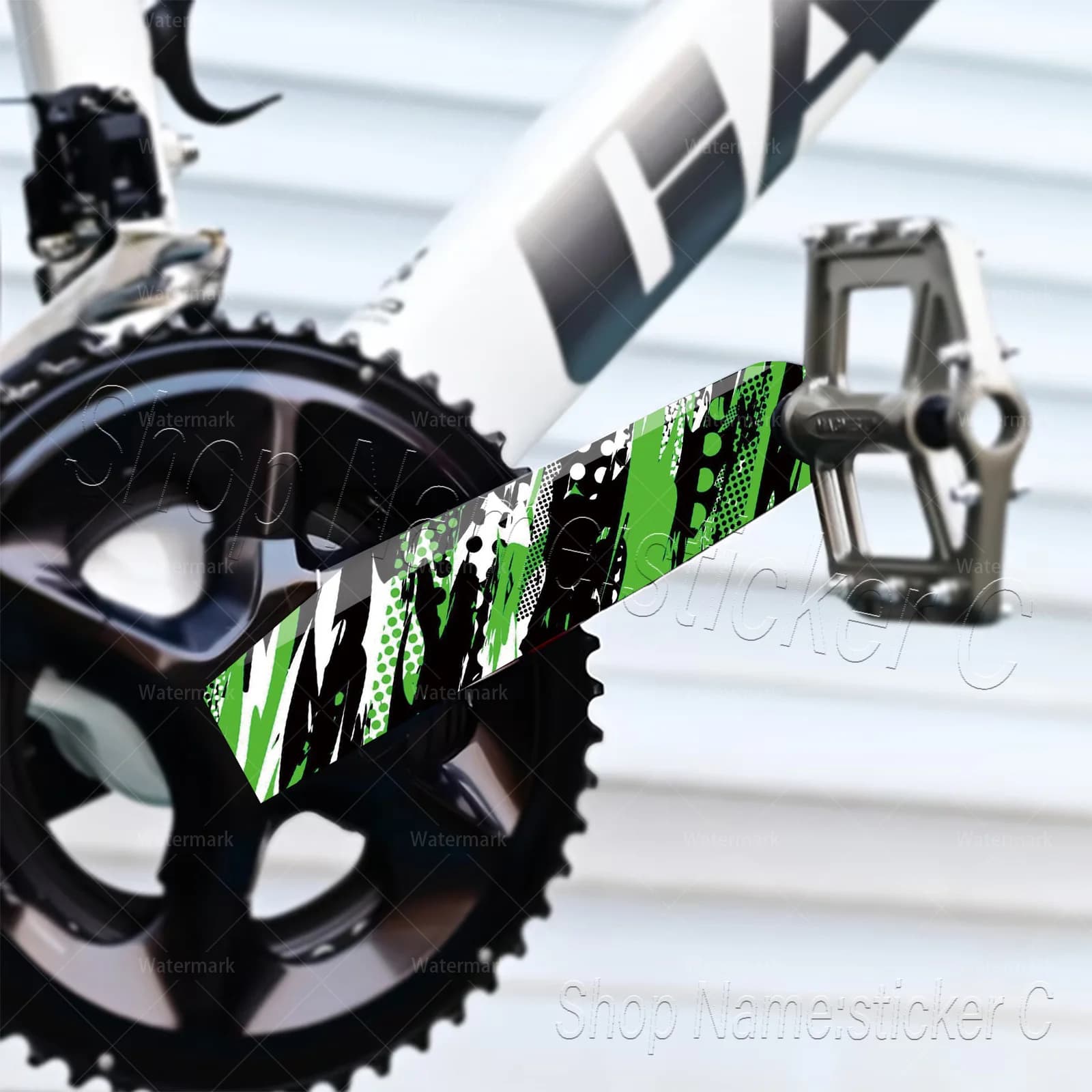 Set di 2 Adesivi per Manubrio Bici con Graffiti Astratti Verdi e Neri, Decalcomania in Vinile Impermeabile per MTB e Bici da Strada