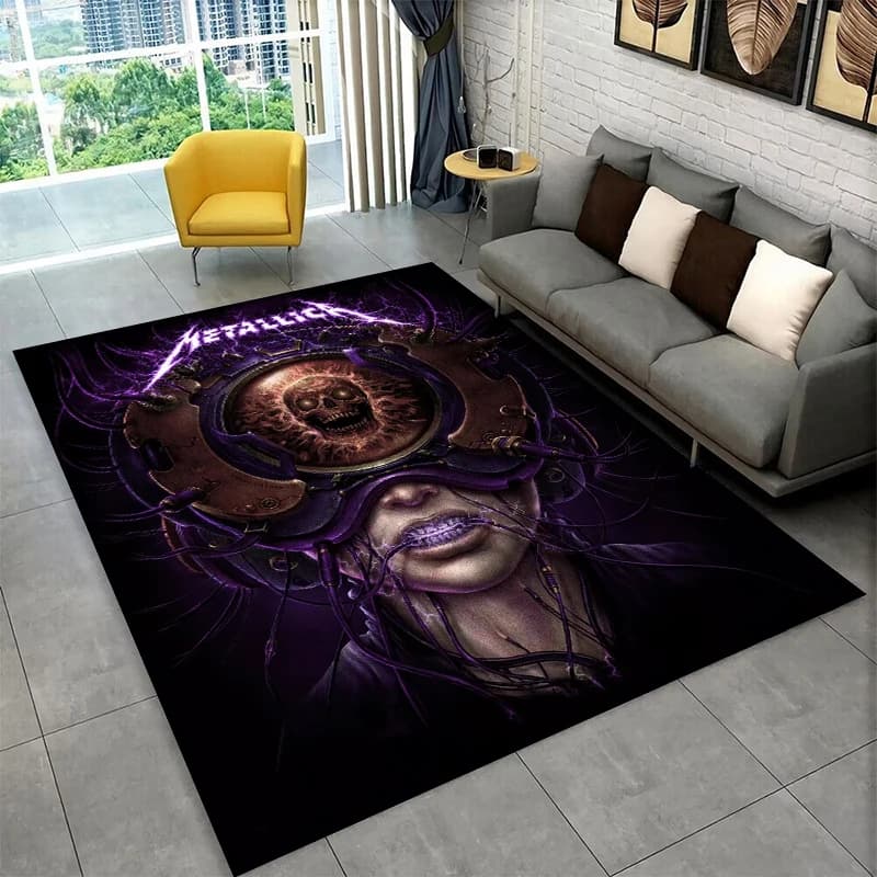 Metal Band M-Metallica Thrash Cartoon Non-Slip Area Rug for Living Room,Bedroom,Playroom,Soft Carpet Floor Mat Home Decor Rug