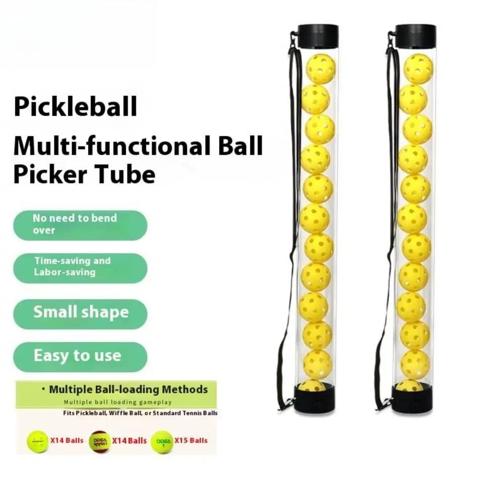 Tubo Raccoglipalline da Pickleball con Cinghia Regolabile, Versatile e Resistente, Raccoglitore di Palline da Tennis, Contiene 12 Palline, Tubo Raccoglipalline da Pickleball