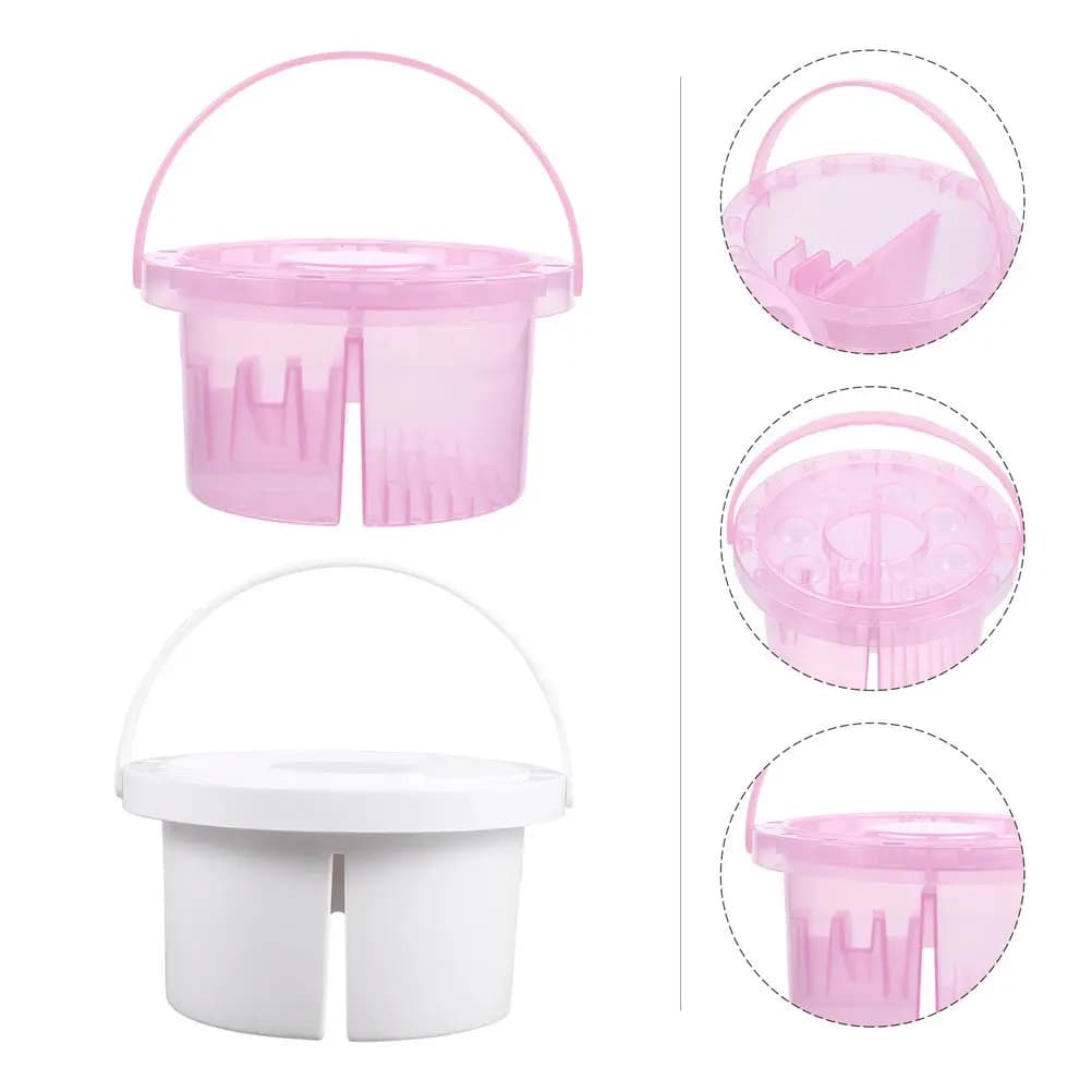 Set di 2 Lavapennelli in Plastica, Secchio Multifunzionale per Miscelazione Colori, Griglia per Pulizia Penne e Organizzatore per Pittura