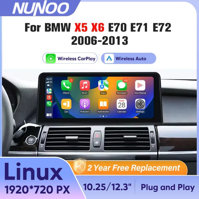 Wireless Carplay Android Auto Screen For BMW X5 E70 X6 E71 E72 2006-2013 Car Stereo Radio Multimedia Player Autoradio Linux Syst