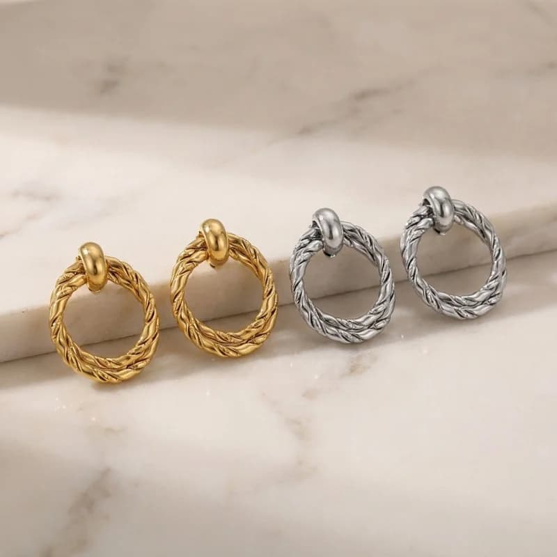 CarlidanaEuropean and American-style twisted ring pendant earrings Luxury niche accessories supply