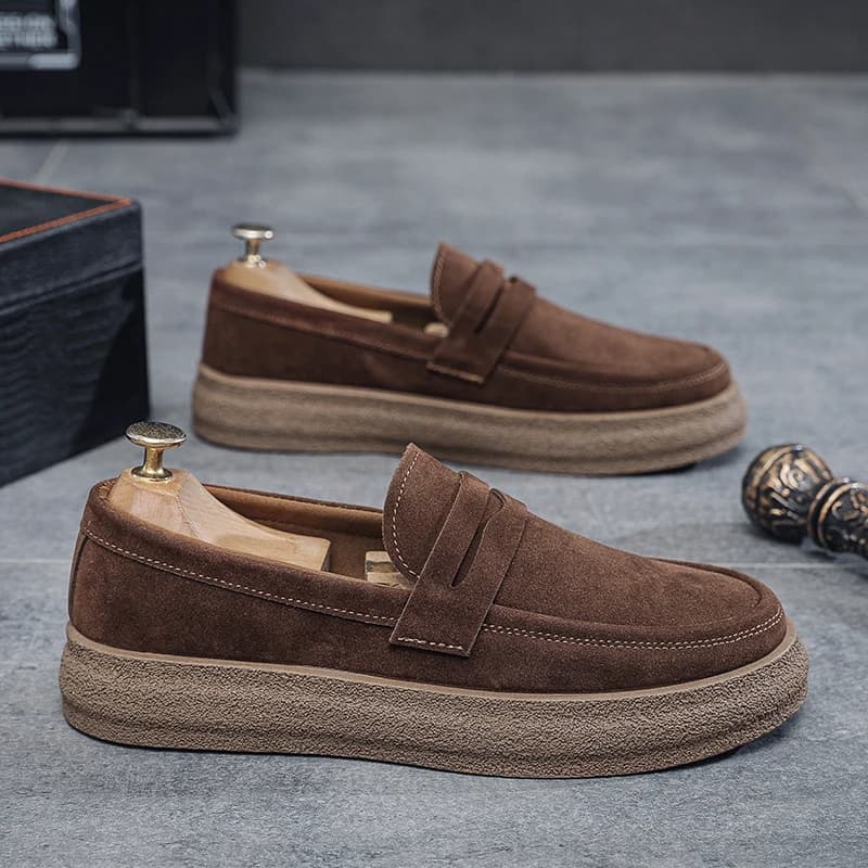 Men Breathable Flexible Driving Loafers Shock Absorbing Cushion Insole Anti Slip Flat Sole Outdoor Road Trip Walking Shoes
