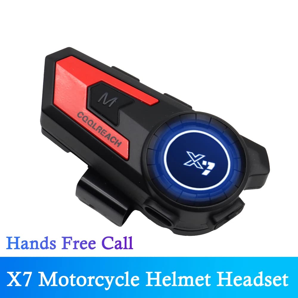 X7 Auricolare per casco da motociclista Altoparlante Bluetooth senza fili Auricolare musicale impermeabile Vivavoce stereo per moto Mezza faccia completa