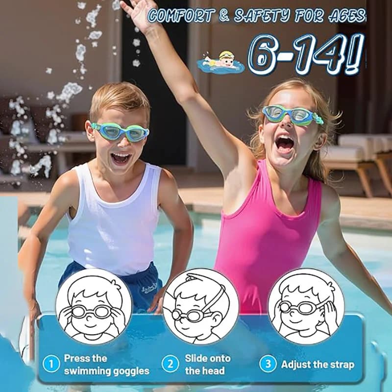 New swimming glasses for children 6-14, transparent swimming glasses with UV protection anti-fog, swimming glasses for pool stagna for boys and girls