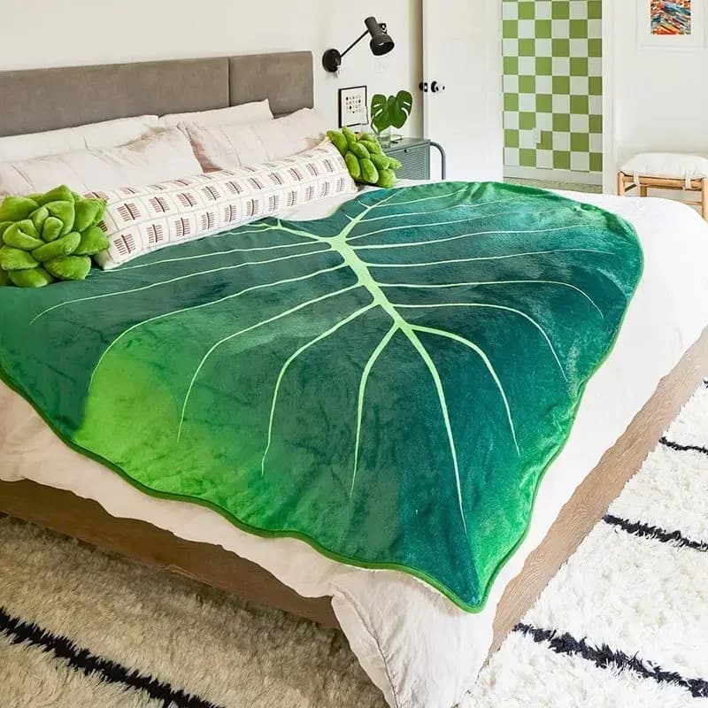 Coperta super morbida con foglie giganti per divano letto Coperta per piante Gloriosa Decorazioni per la casa Getta calda asciugamano per divano Cobertor Regalo di Natale