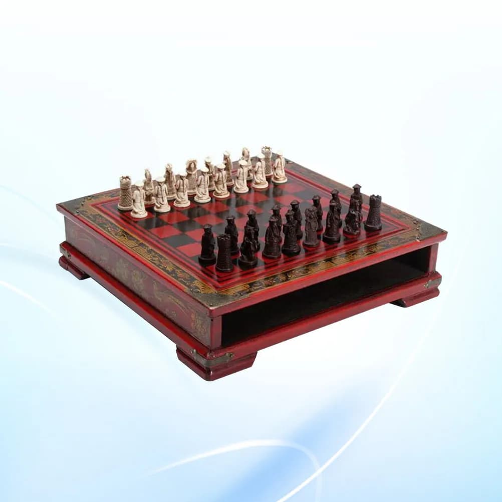 Set di Scacchi in Resina dei Guerrieri di Terracotta Cinesi, Scacchiera per Adulti, Regalo per la Famiglia, Sviluppo Intellettuale, Decorazione per la Casa