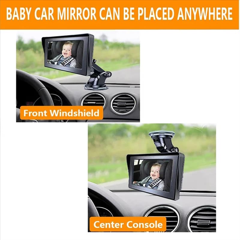 Telecamera per auto per bambini, specchietto retrovisore per auto per bambini, monitor per auto per bambini da 4,3 pollici, telecamera per specchietto retrovisore per seggiolino auto per bambini, osservare il bambino