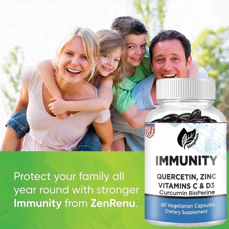 Quercetin 700mg with zinc and vitamin C Immune support supplement containing curcumin 60 vegetarian capsules for health maintenance