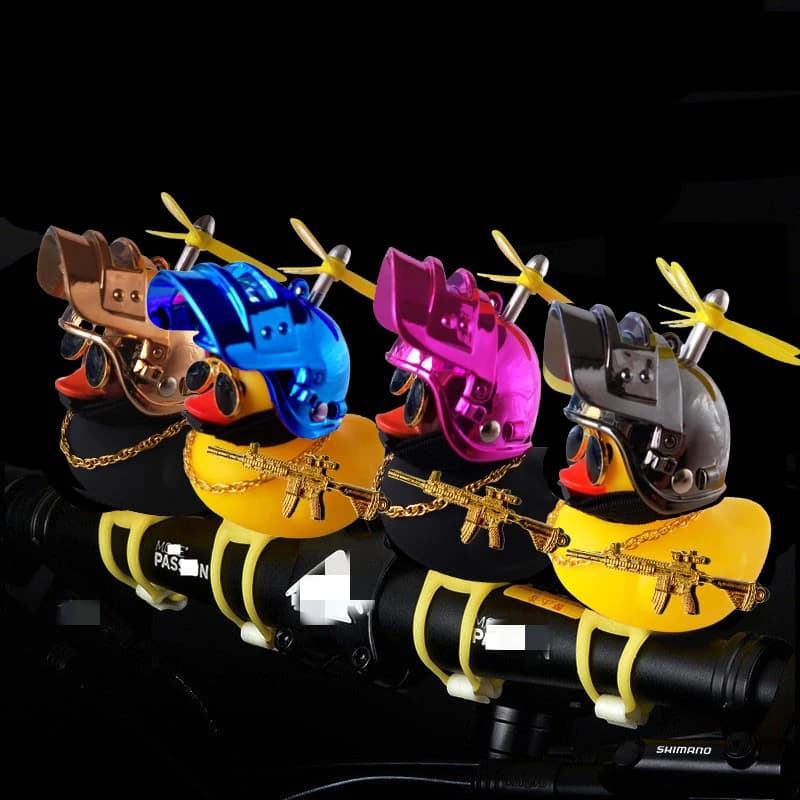 Car cute little duck yellow with propeller for helmet breaking waves with gun toy anatra bike accessories car